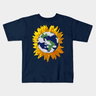 Sunflower Earth Abstract Hybrid Kids T-Shirt